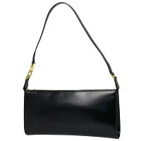 Salvatore Ferragamo Gancini Shoulder Bag Handbag Leather Black